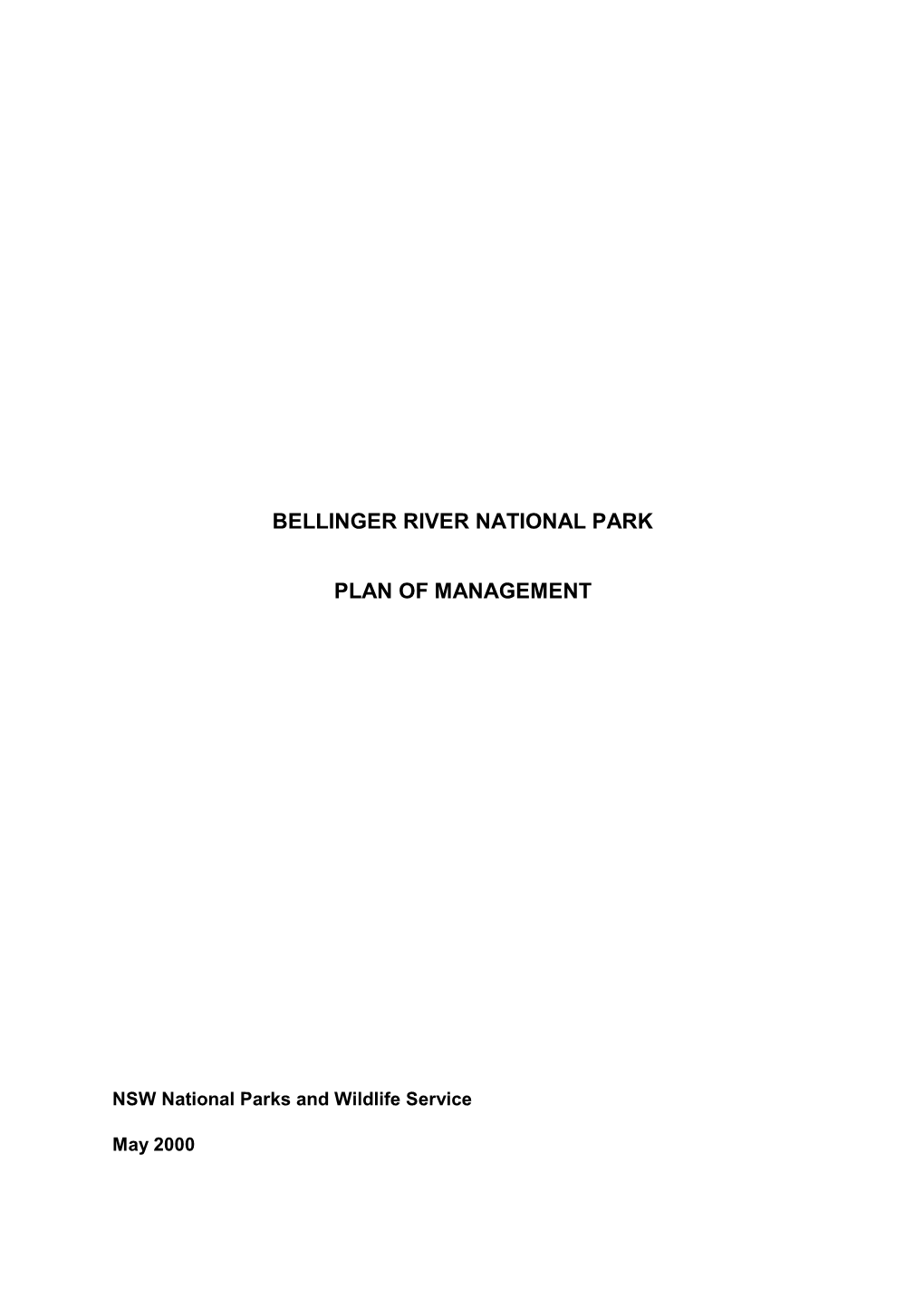 Bellinger River National Park Plan of Management