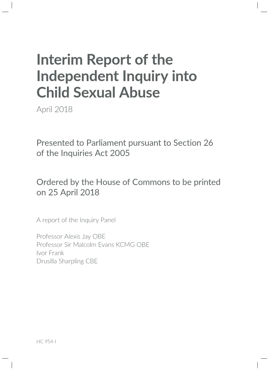 Independent Inquiry Into Child Sexual Abuse April 2018