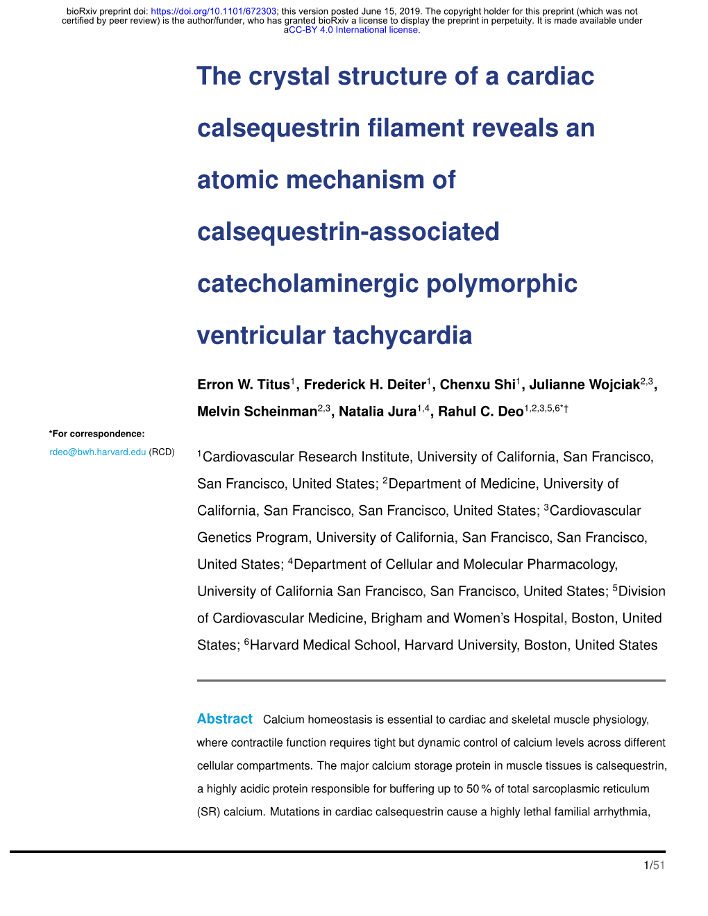 The Crystal Structure of a Cardiac Calsequestrin Filament Reveals An