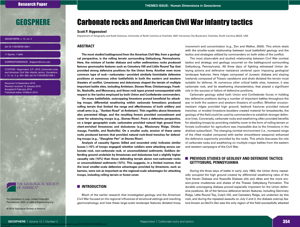 Carbonate Rocks and American Civil War Infantry Tactics Scott P