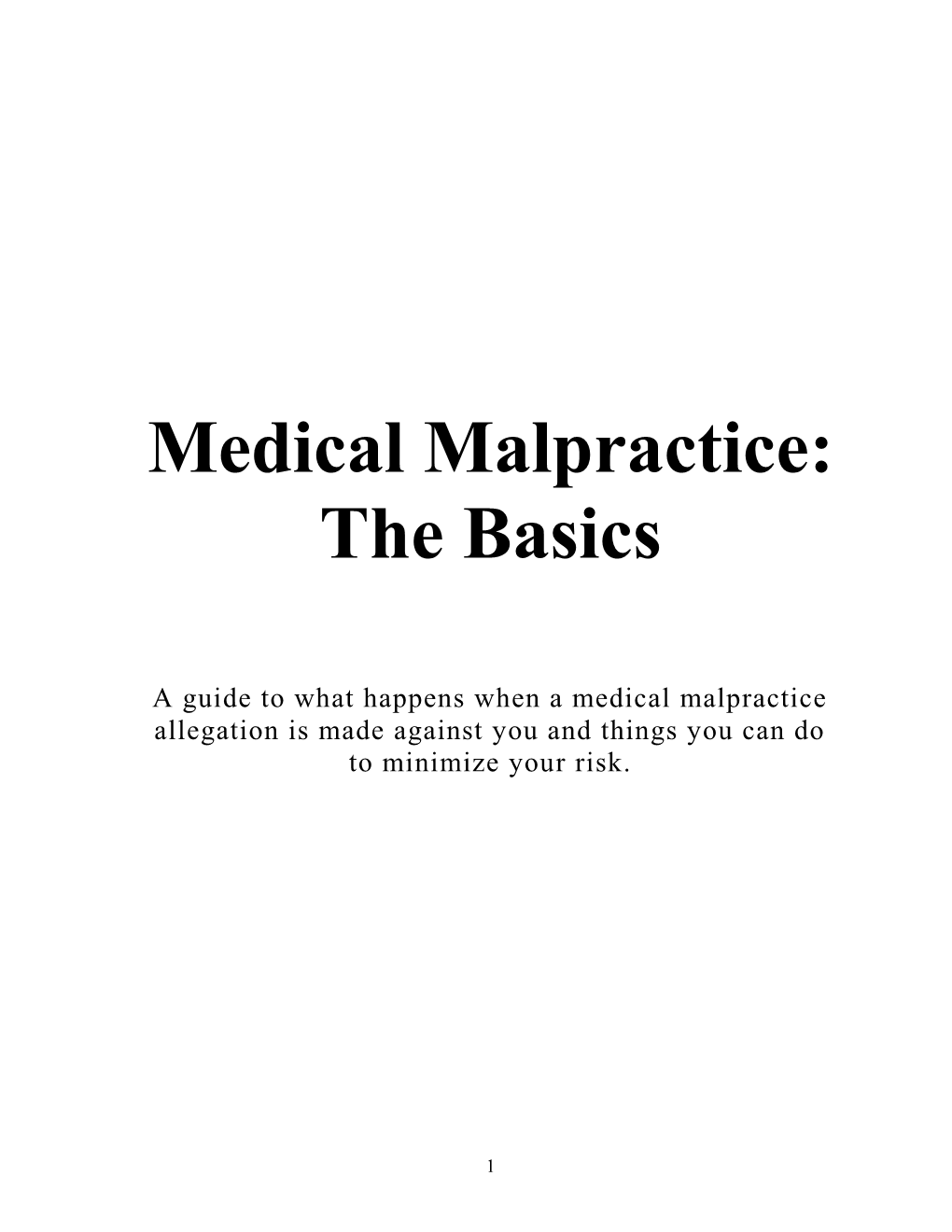 Medical Malpractice Booklet