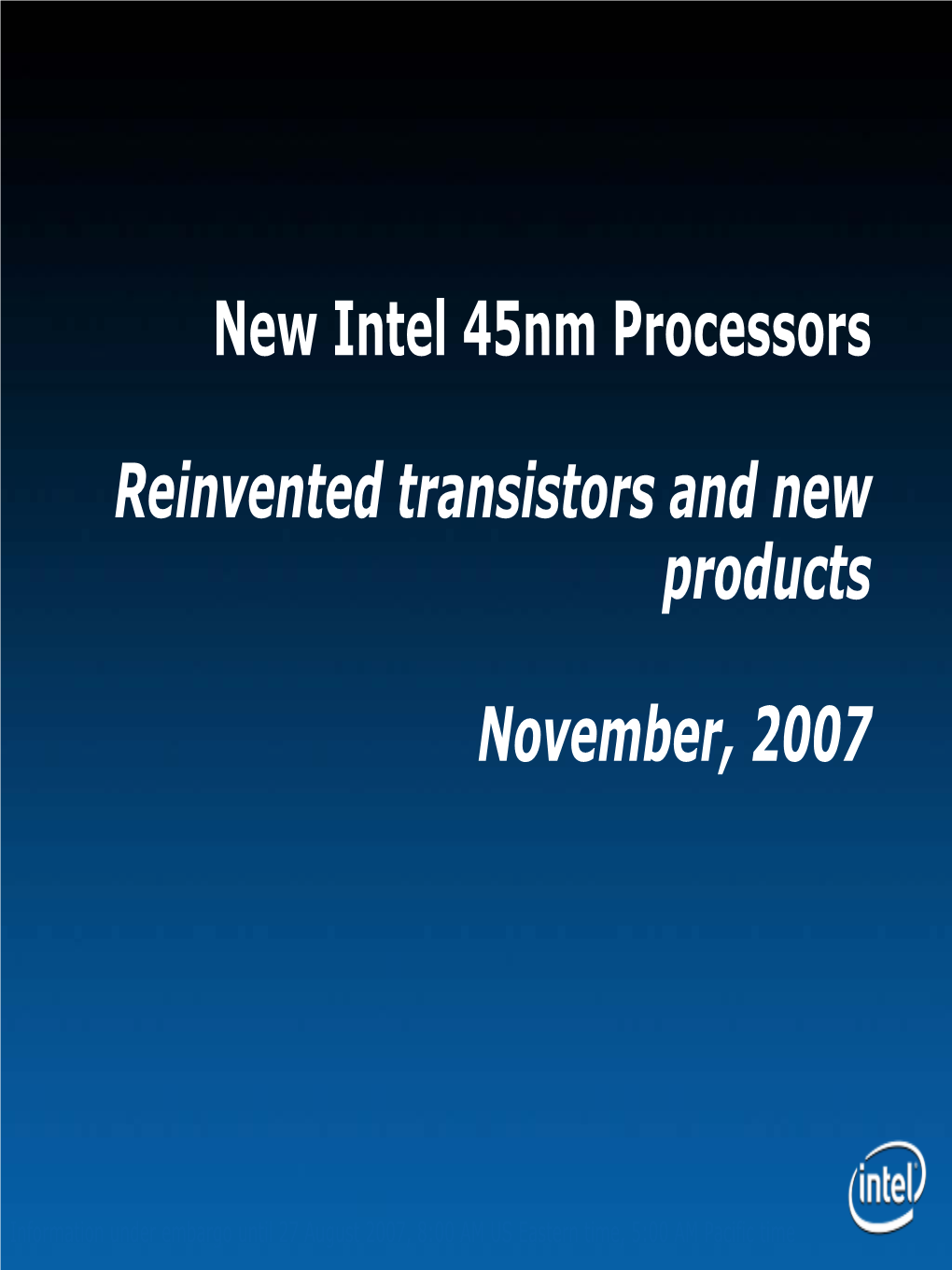 New Intel 45Nm Processors
