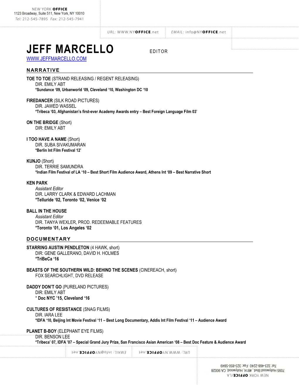 Jeff Marcello Editor