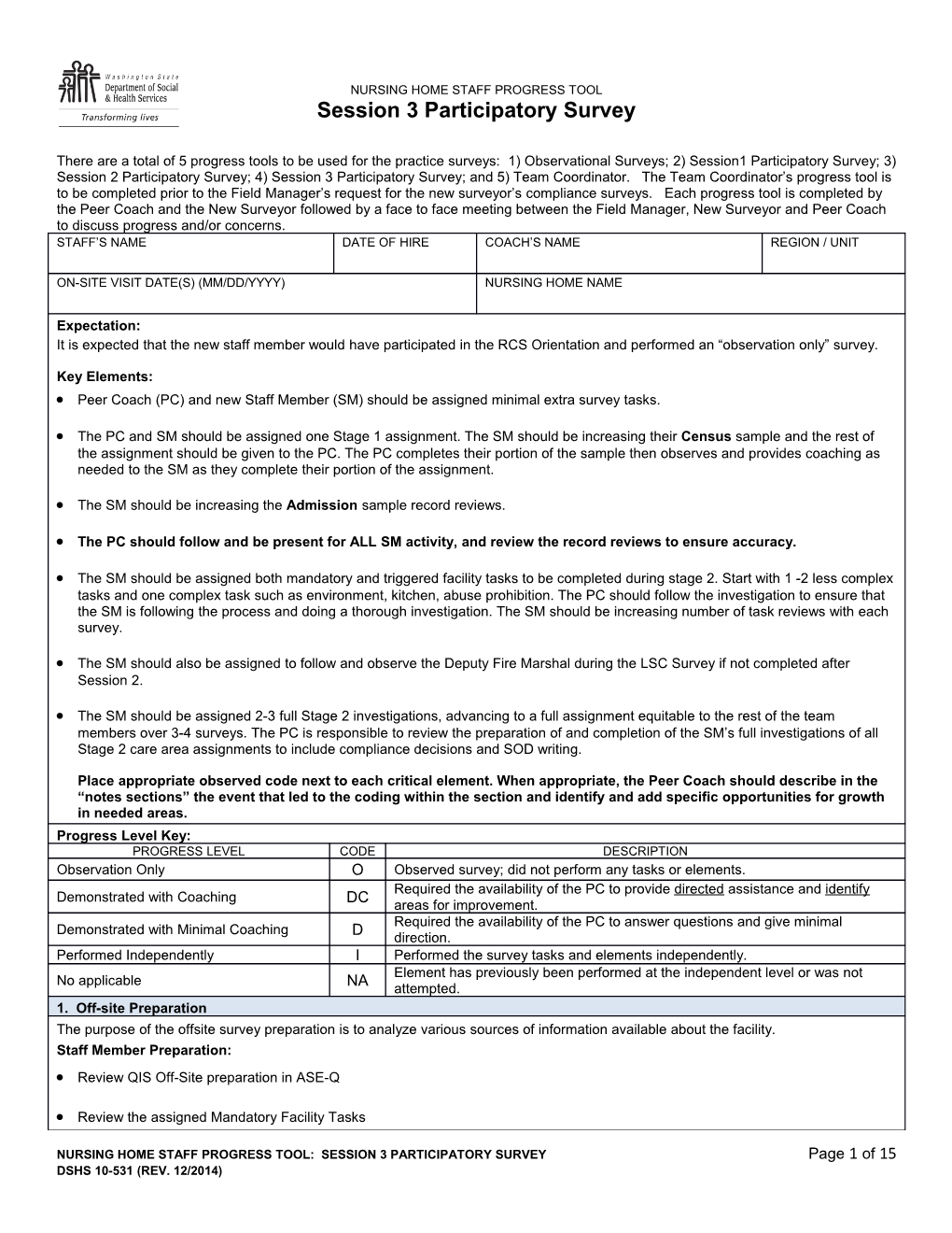 The Purpose of the Offsite Survey Preparation Is to Analyze Various Sources of Information