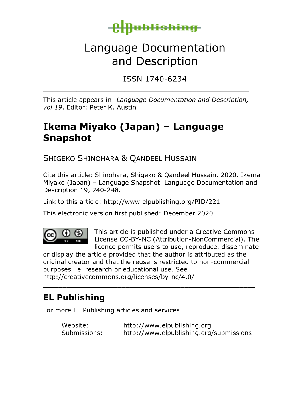 Ikema Miyako (Japan) – Language Snapshot