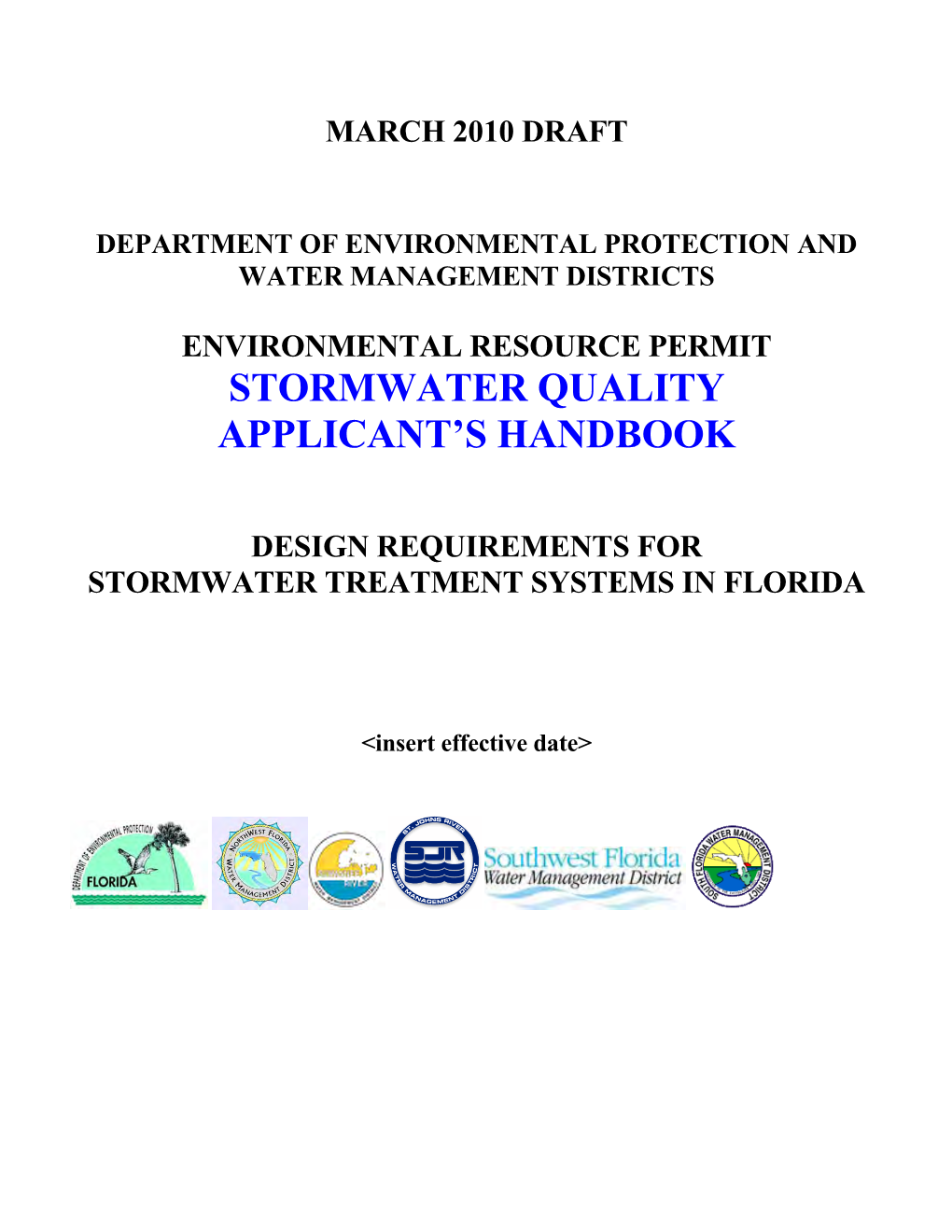 Stormwater Quality Applicant's Handbook