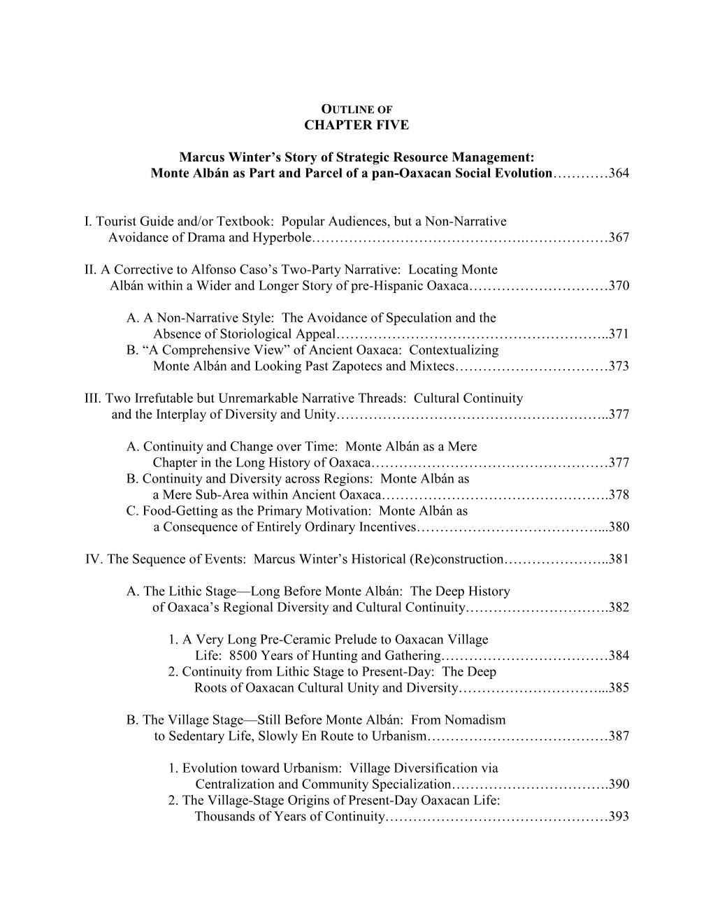 Structure of a Paper Or Book on Monte Alban