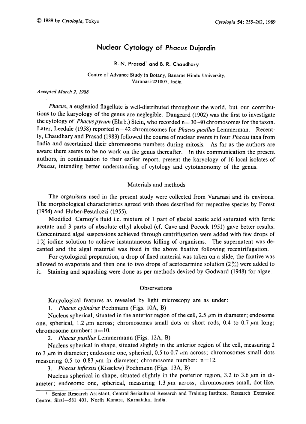 Nuclear Cytology of Phacus Dujardin