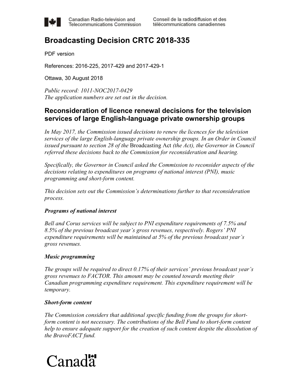 Broadcasting Decision CRTC 2018-335