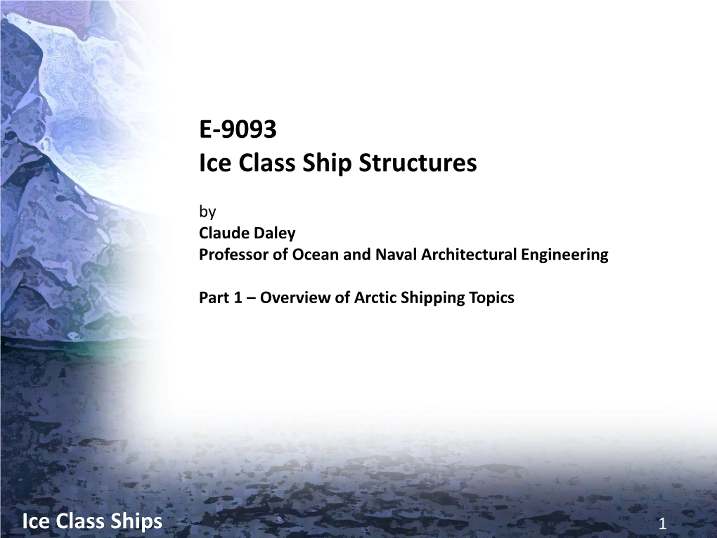 E-9093 Ice Class Ship Structures