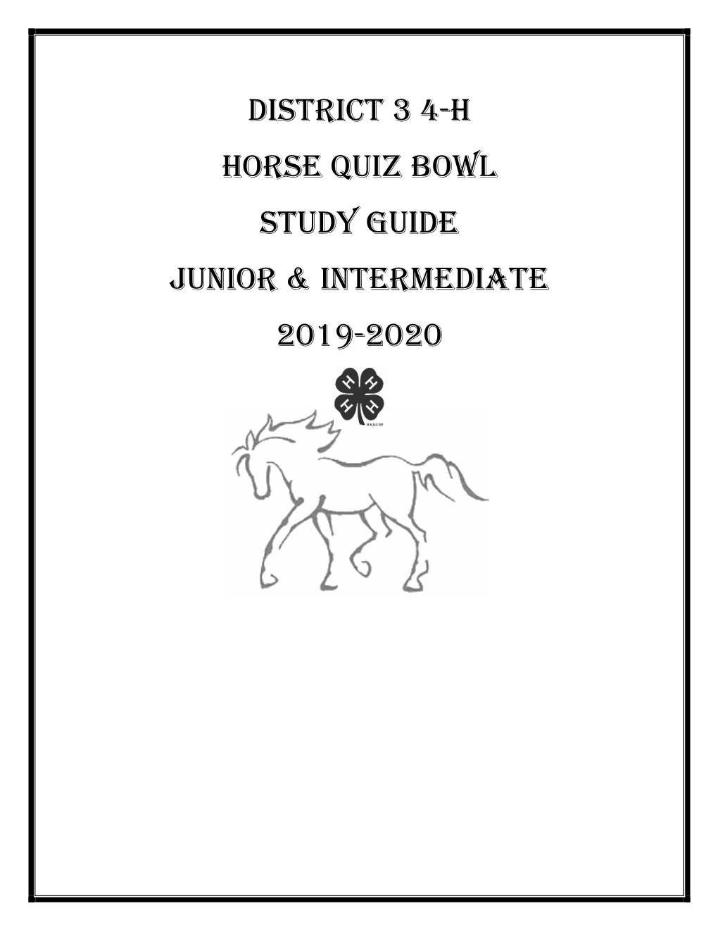 Horse Quiz Bowl Study Guide Junior & Intermediate 2019-2020