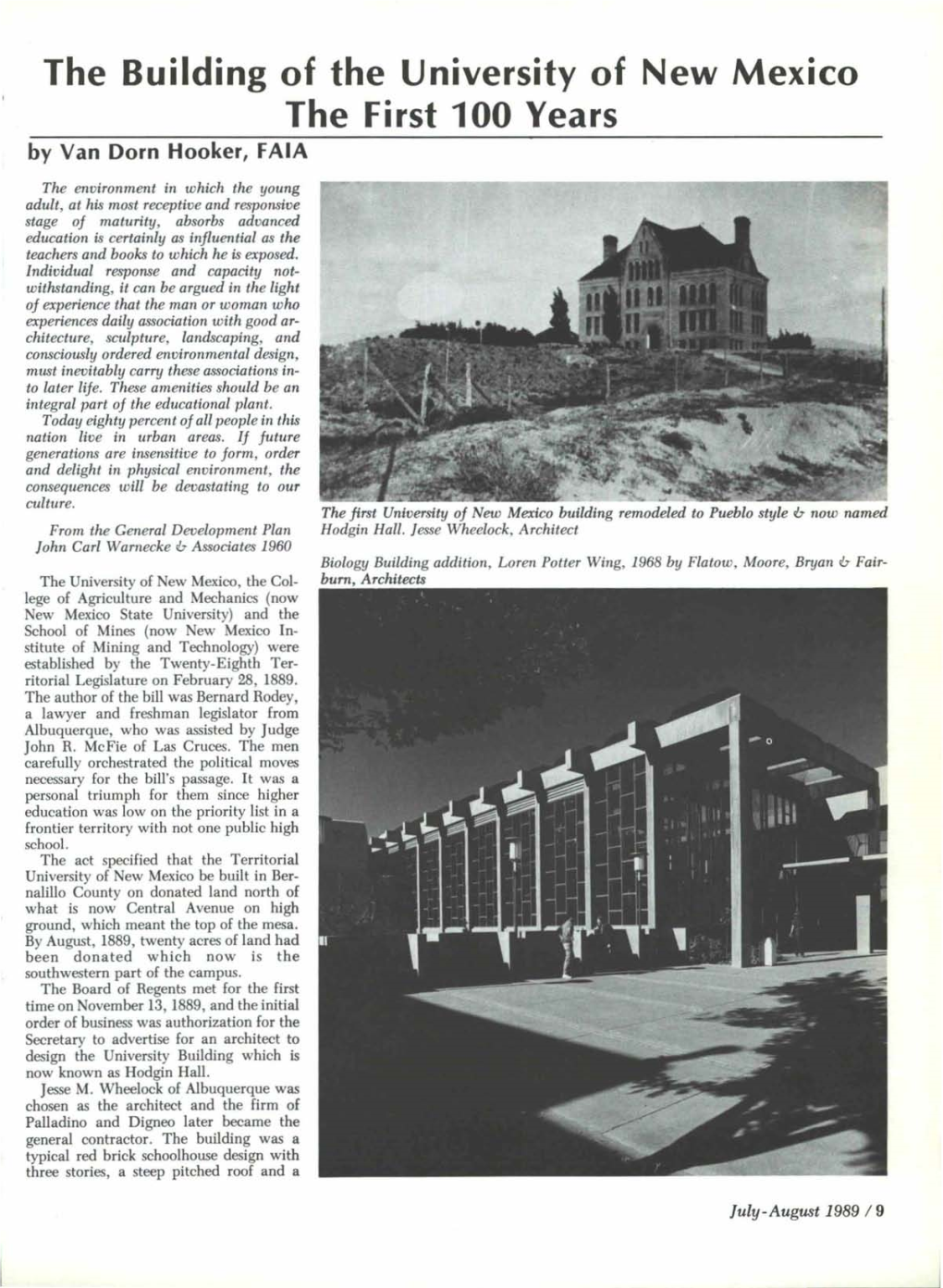 The Building of the University of New Mexico the First 100 Years by Van Dorn Hooker, FAIA