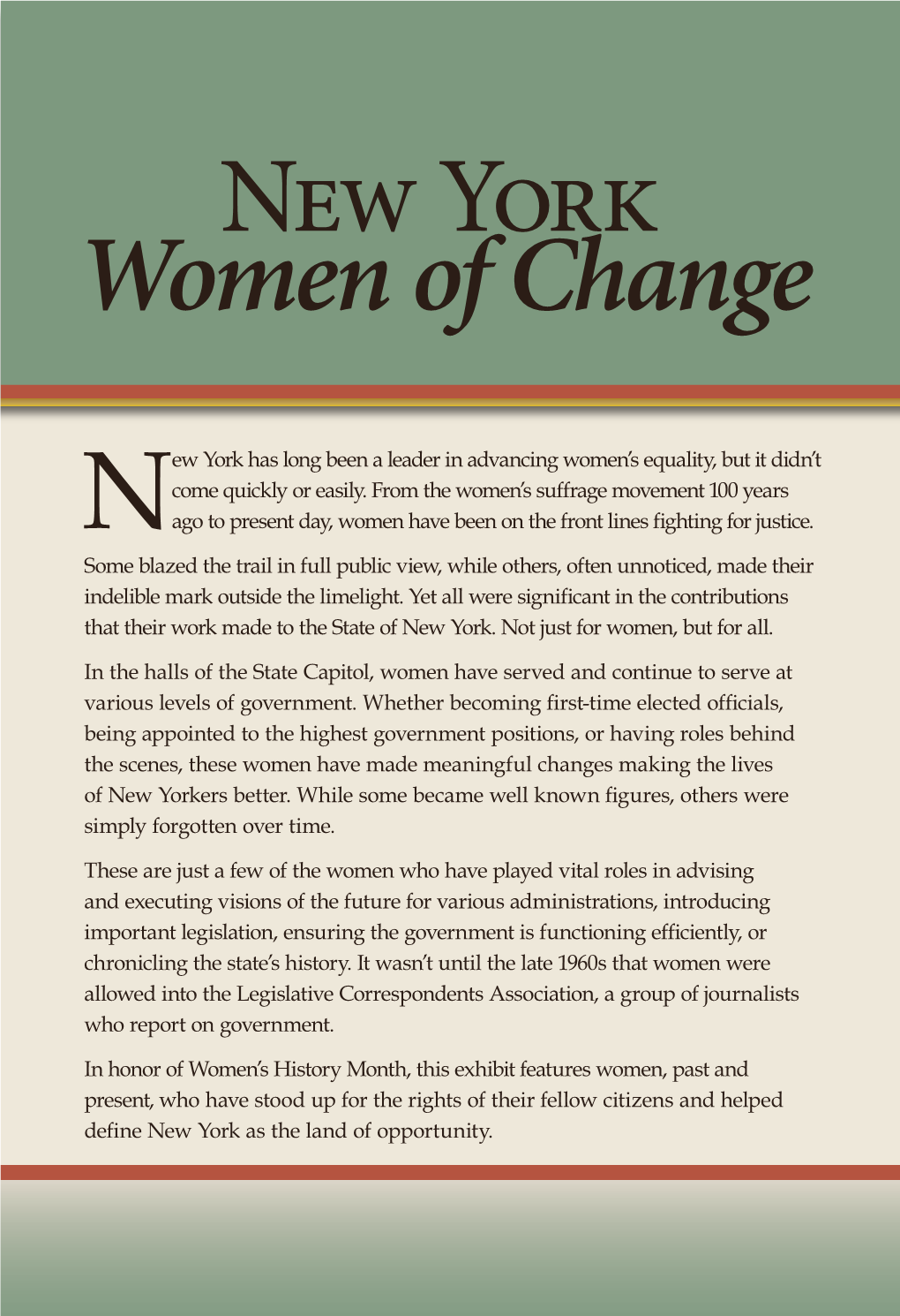 New York Has Long Been a Leader in Advancing Women's Equality, but It