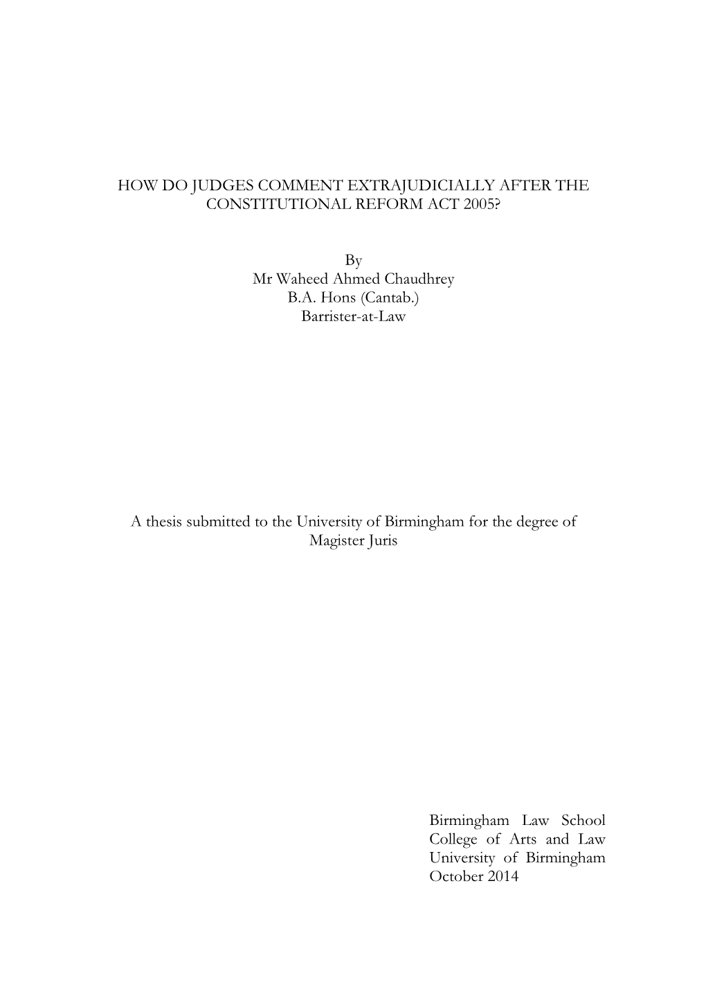 How Do Judges Comment Extrajudicially After the Constitutional Reform Act 2005?