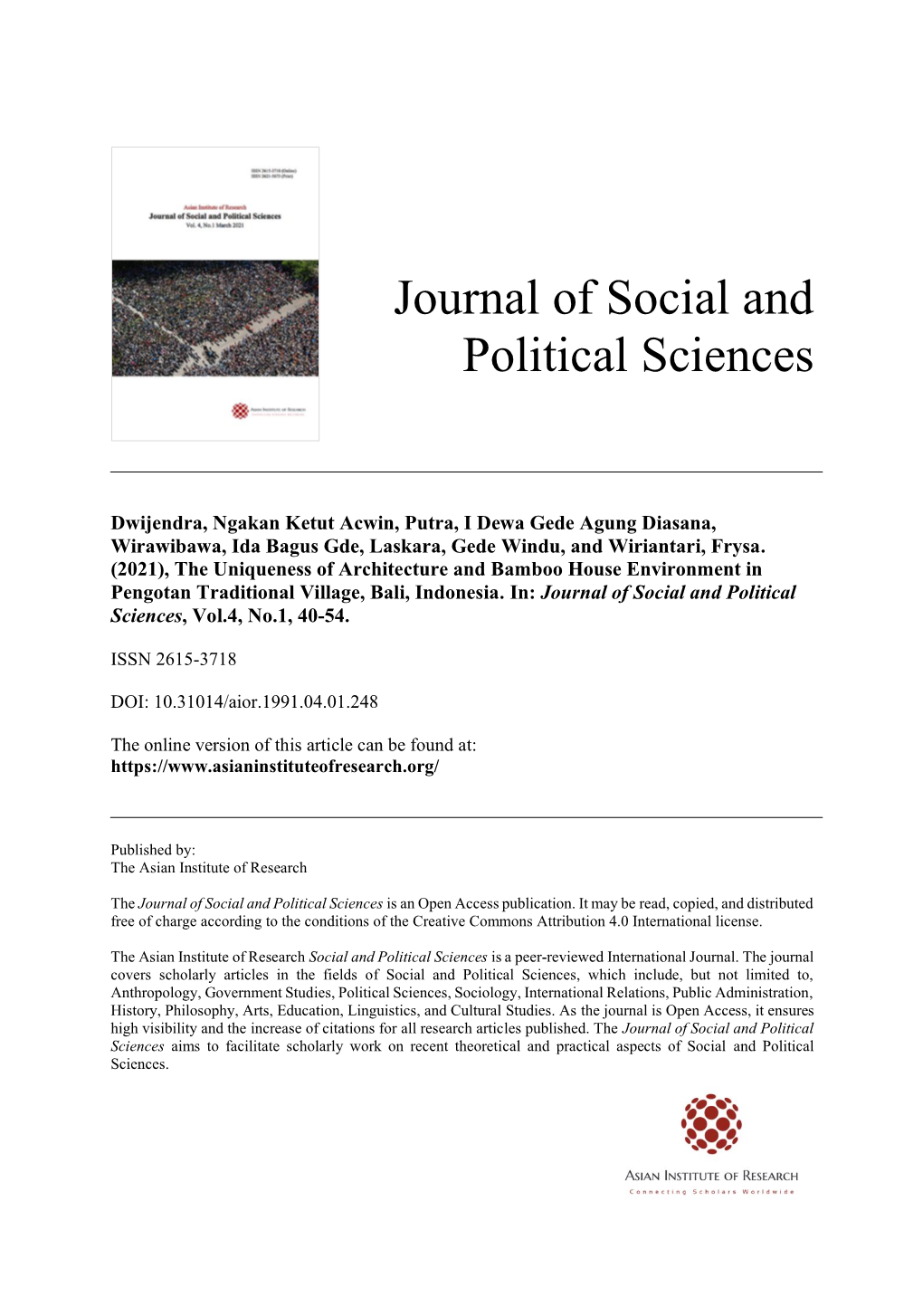 Journal of Social and Political Sciences