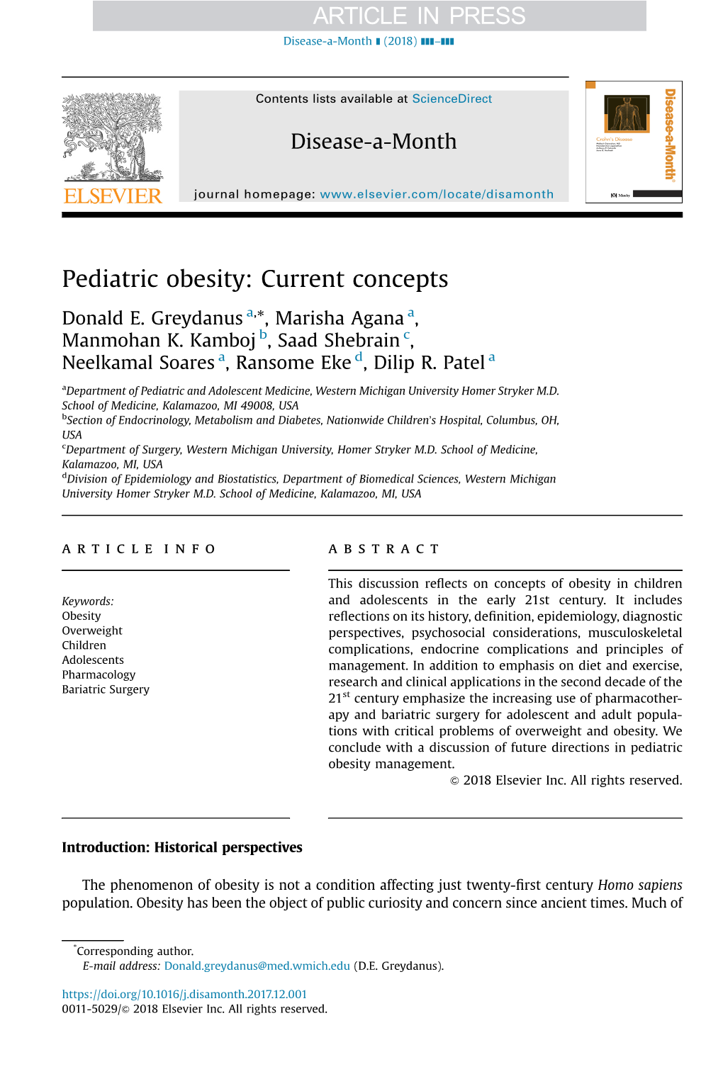 Pediatric Obesity: Current Concepts