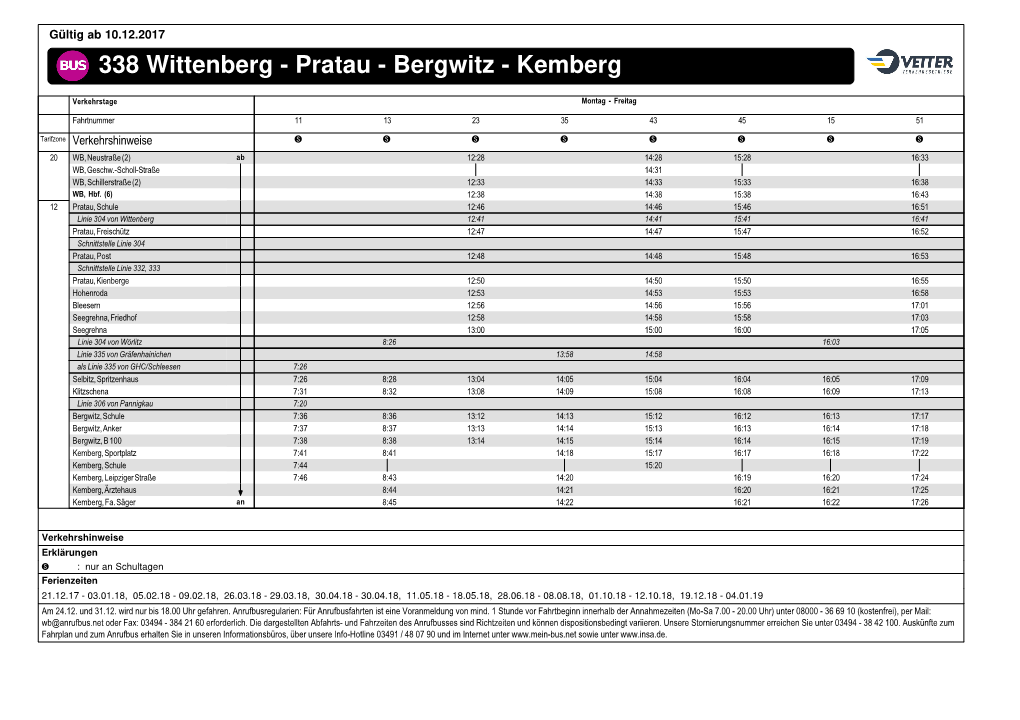 338 Wittenberg - Pratau - Bergwitz - Kemberg