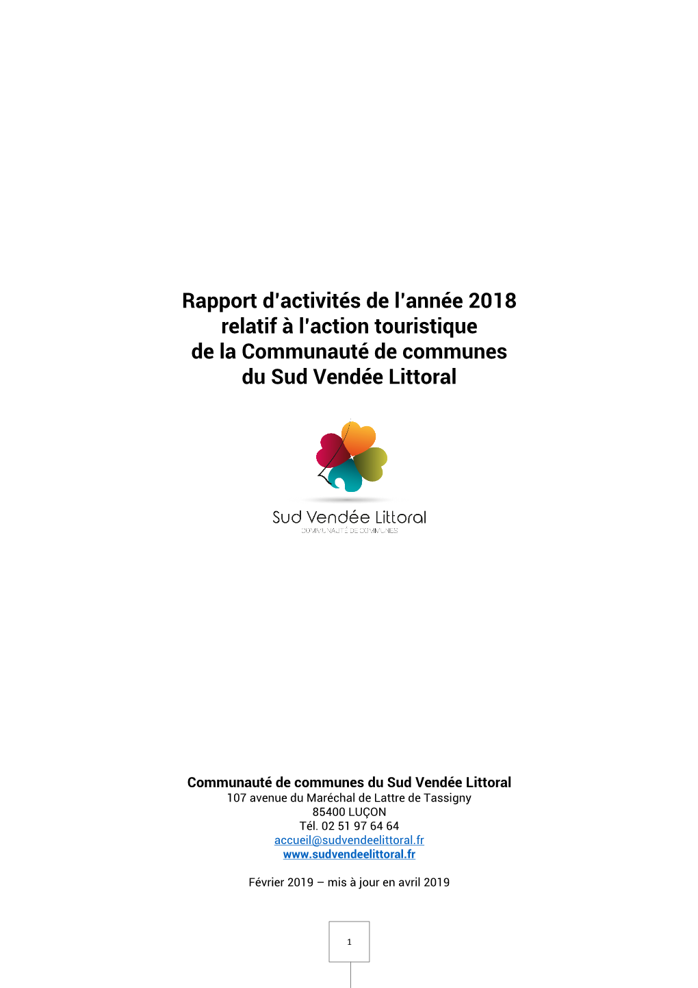 Rapport D'activités De L'année 2018 Relatif À L'action Touristique De La