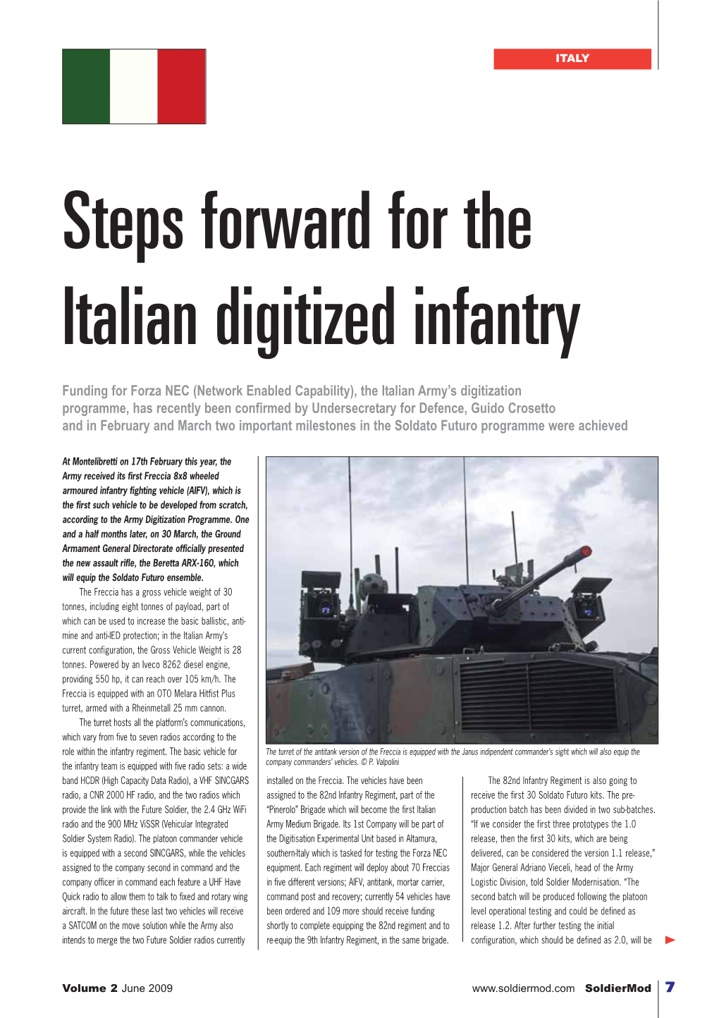 Steps Forward for the Italian Digitized Infantry