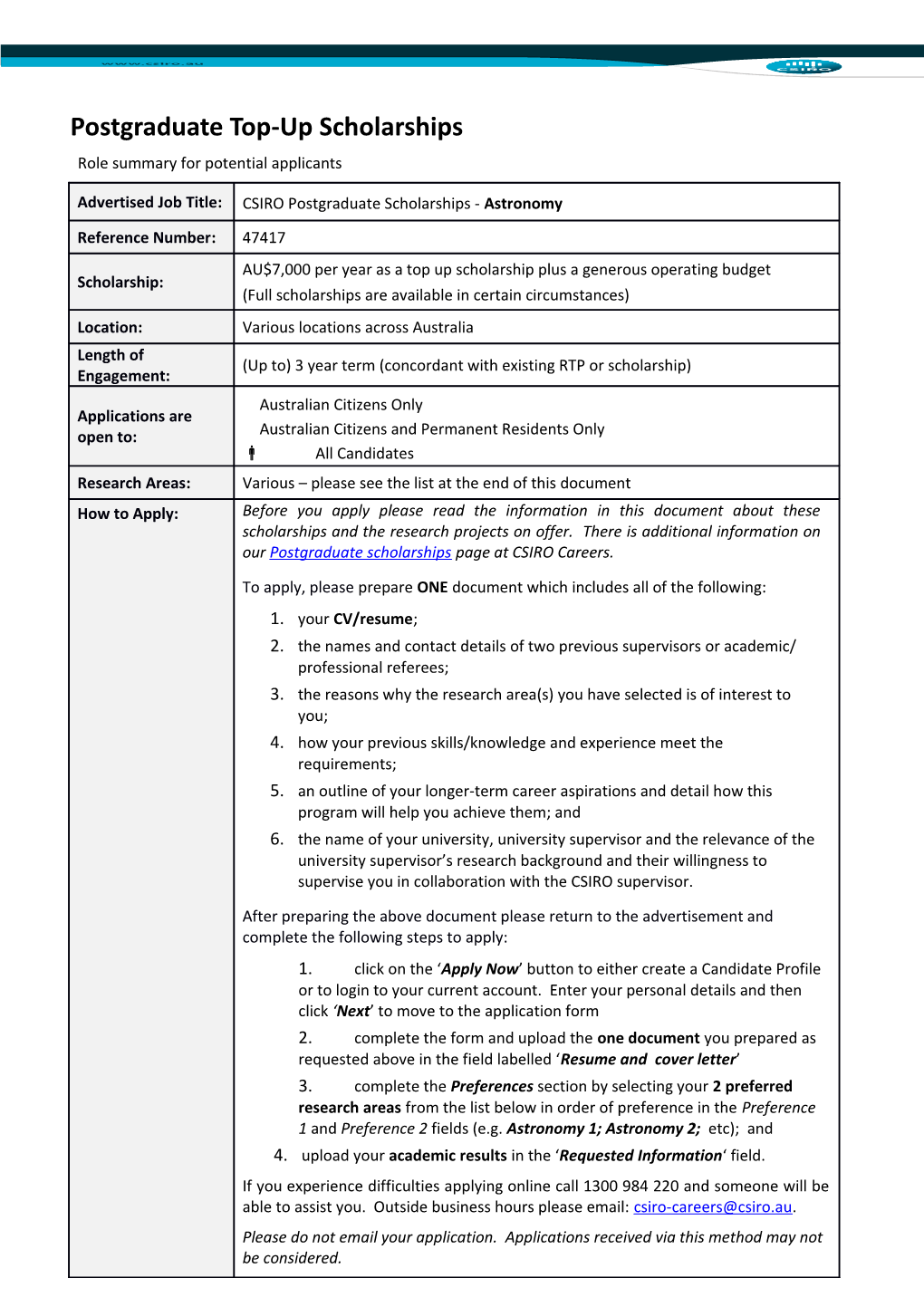 Position Details Non-CSOF