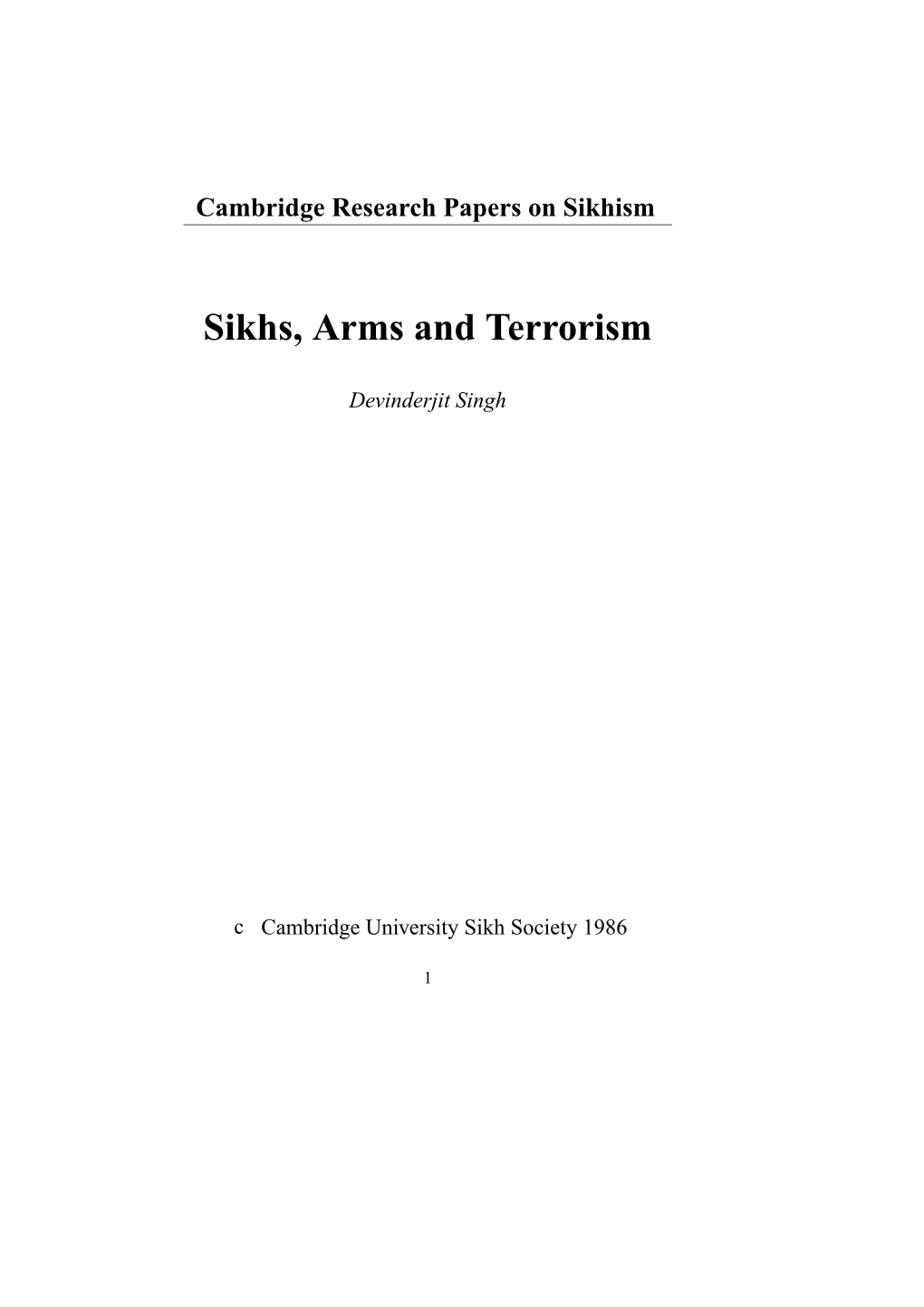 Sikhs, Arms and Terrorism