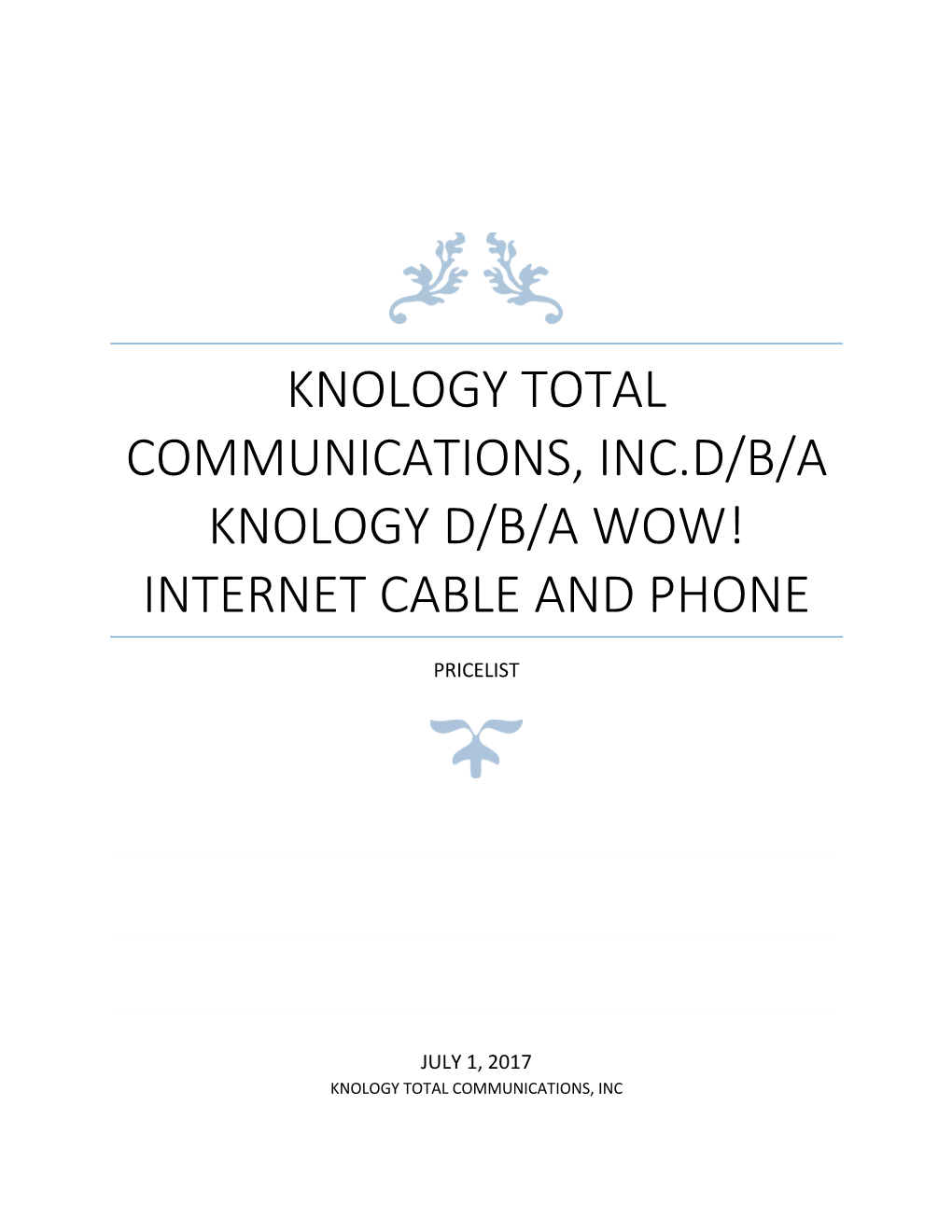 Knology Total Communications Alabama Telephone Service Price List