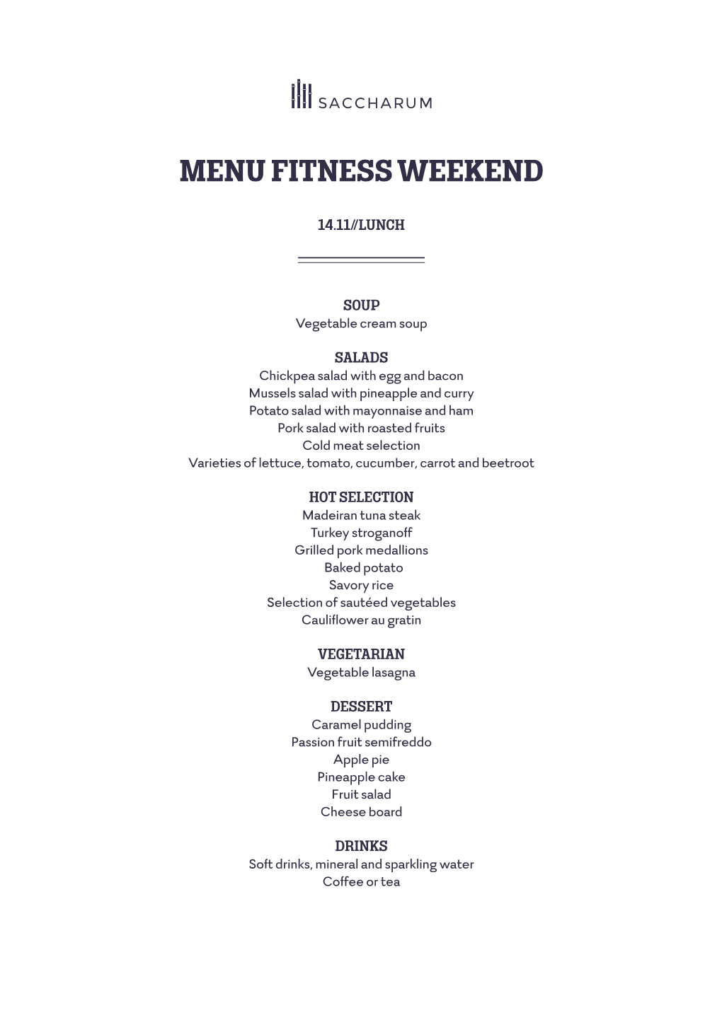 Menu Fitness Weekend