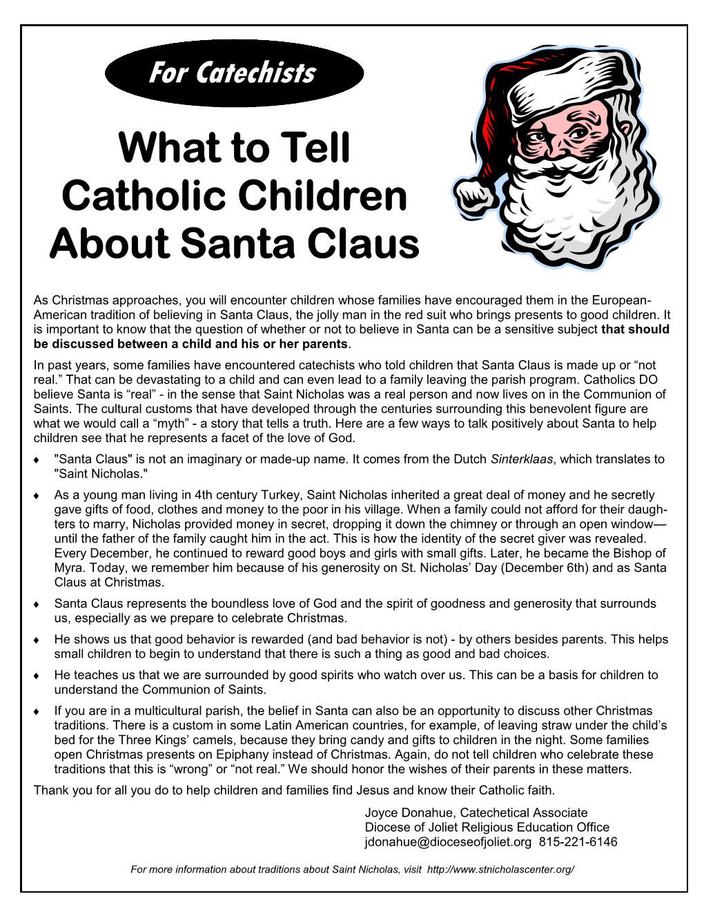 For Catechists What to Tell Catholic Children About Santa Claus