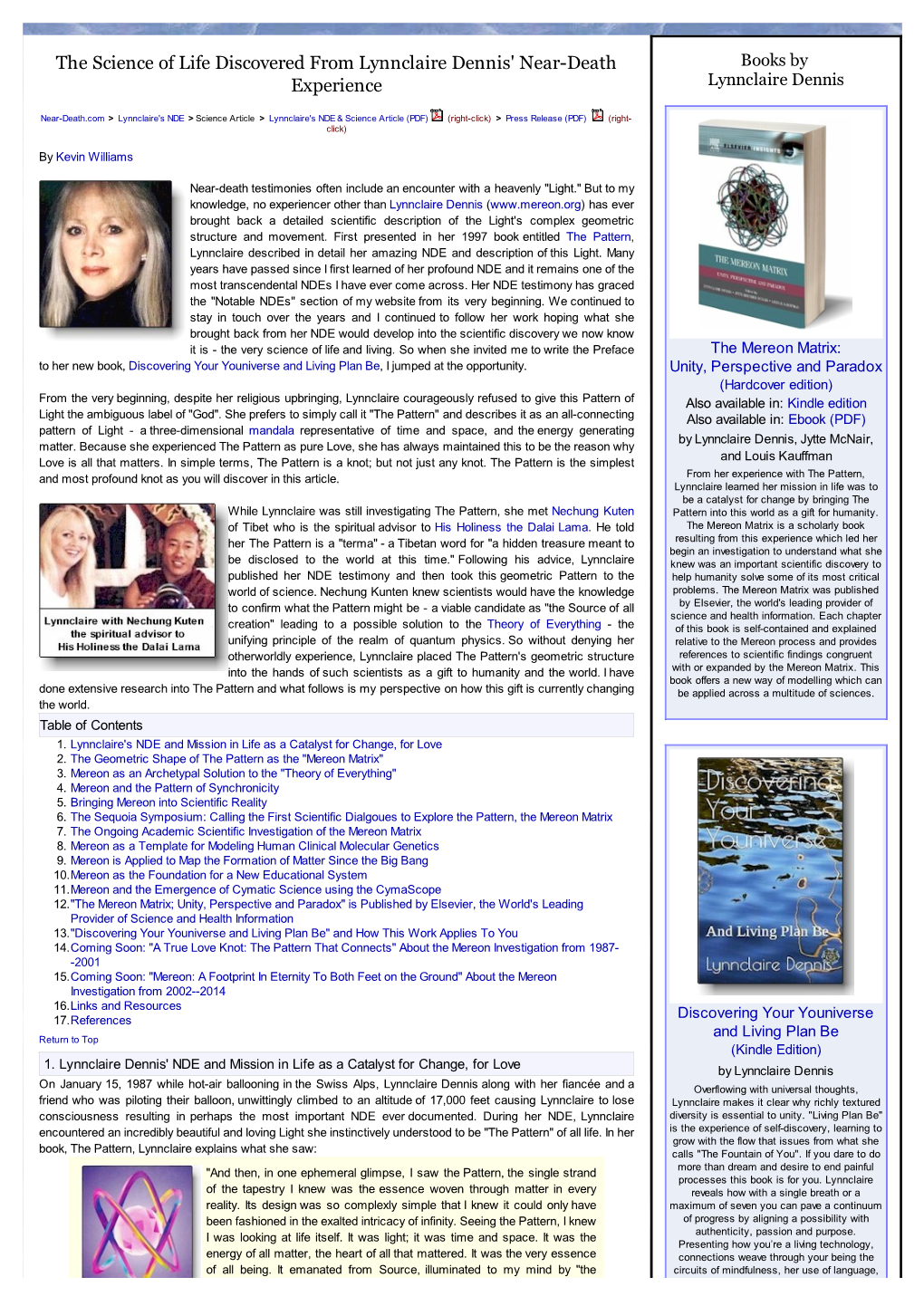 The Science of Life Discovered from Lynnclaire Dennis' Near-Death Books by Experience Lynnclaire Dennis