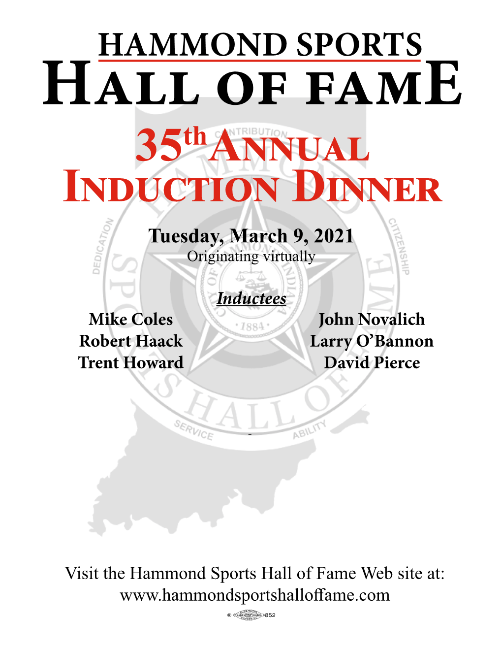 35Thannual Induction Dinner Tuesday, March 9, 2021 Originating Virtually