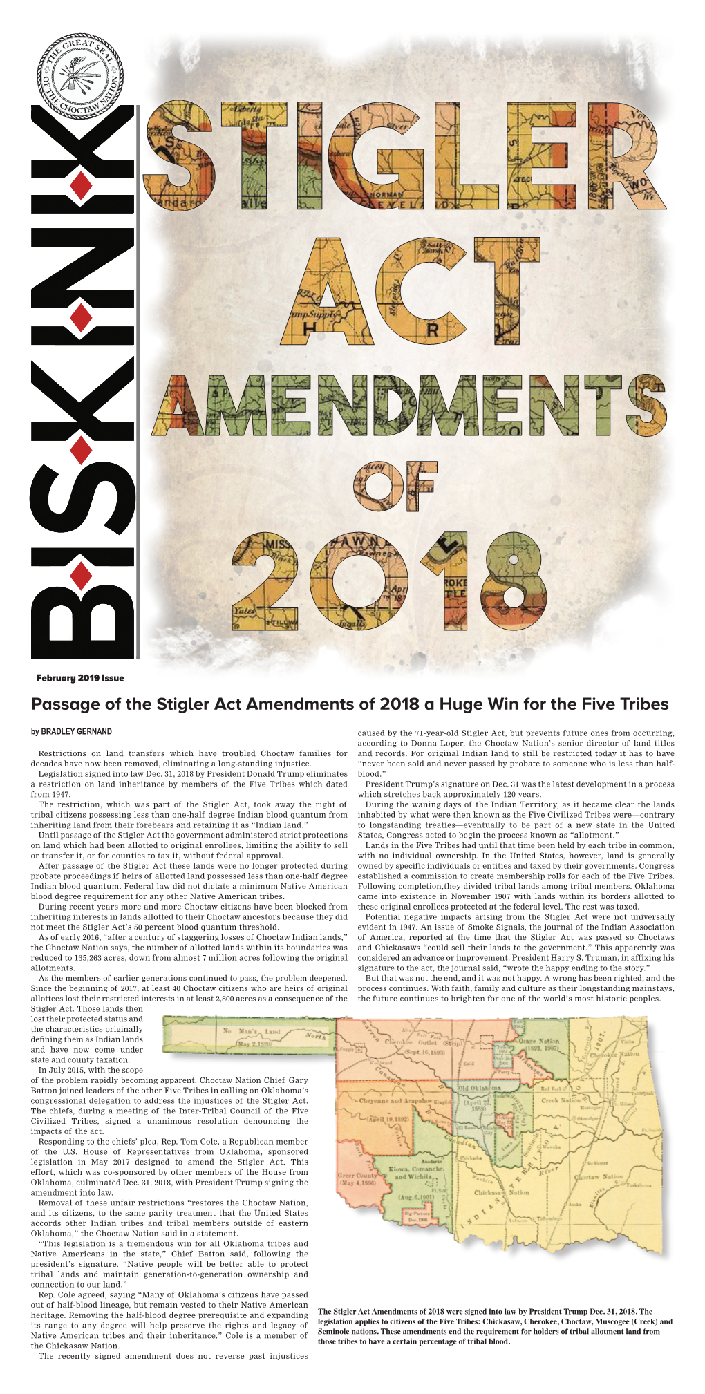Passage of the Stigler Act Amendments of 2018 a Huge Win