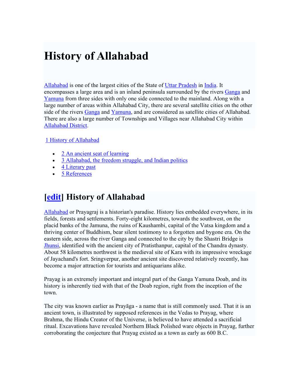 History of Allahabad