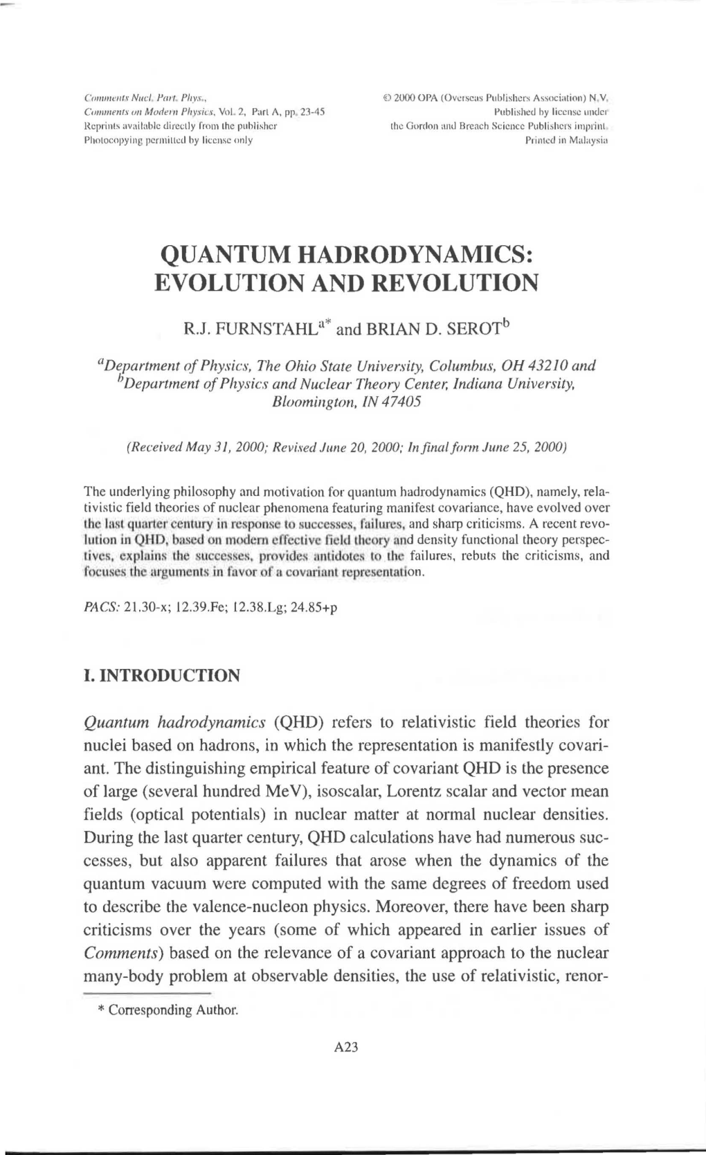 Quantum Hadrodynamics: Evolution and Revolution