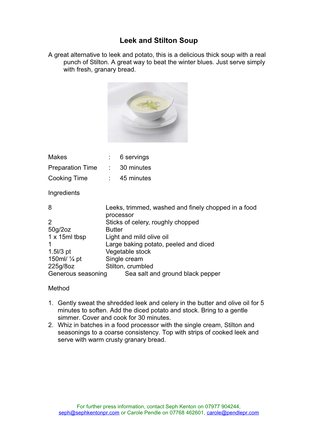 Leek and Stilton Soup