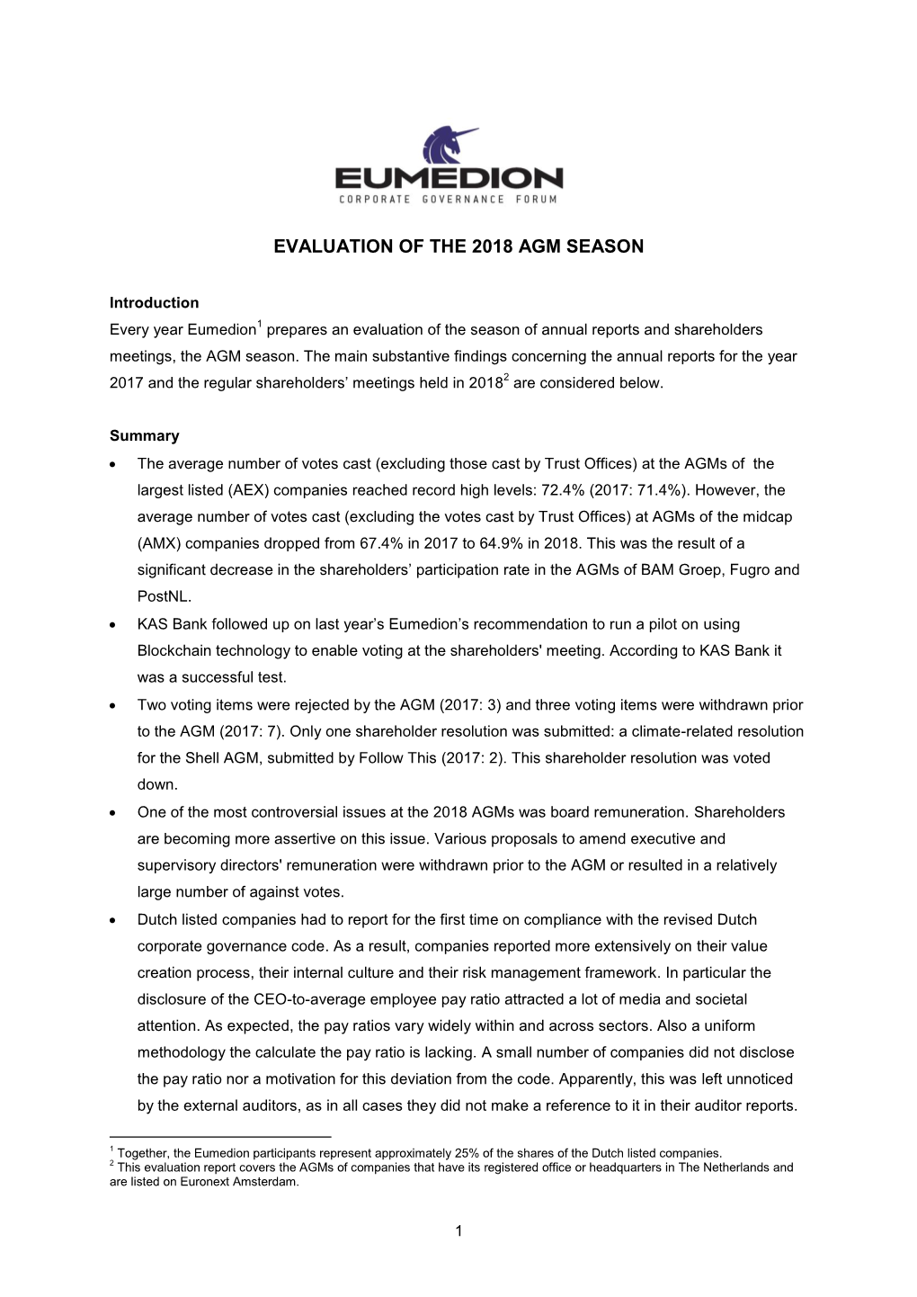Evaluation of the 2018 Agm Season