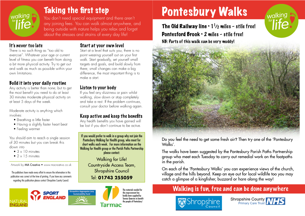 Pontesbury Walks You Don’T Need Special Equipment and There Aren’T Any Joining Fees
