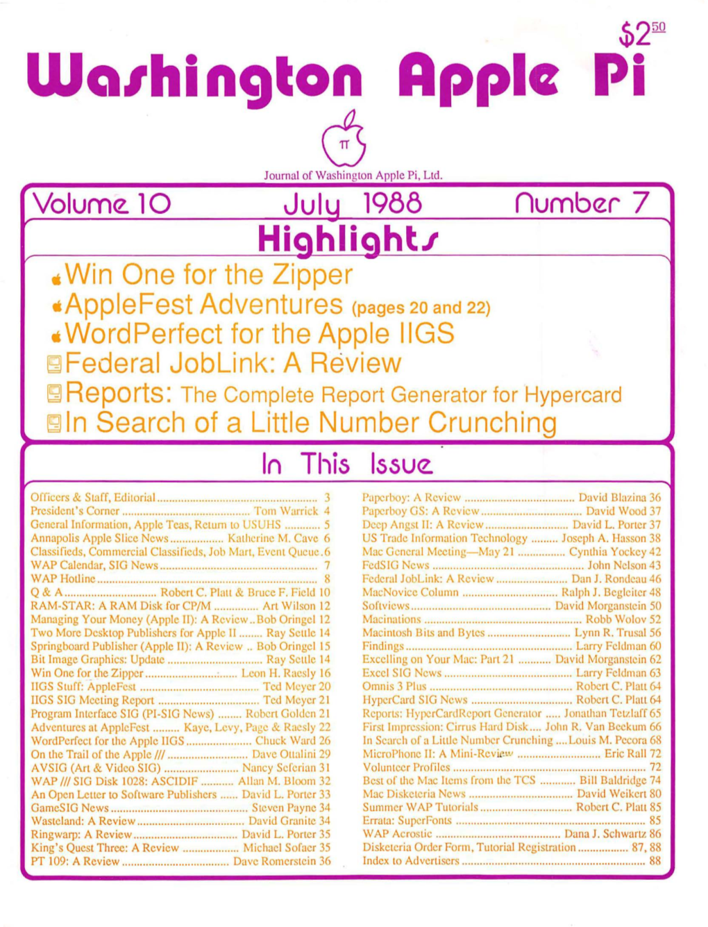 Washington Apple Pi Journal, July 1988