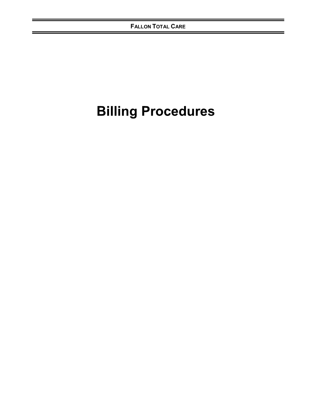 Billing Procedures