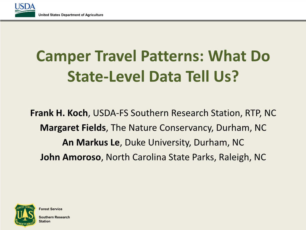 Camper Travel Patterns: What Do State-Level Data Tell Us?