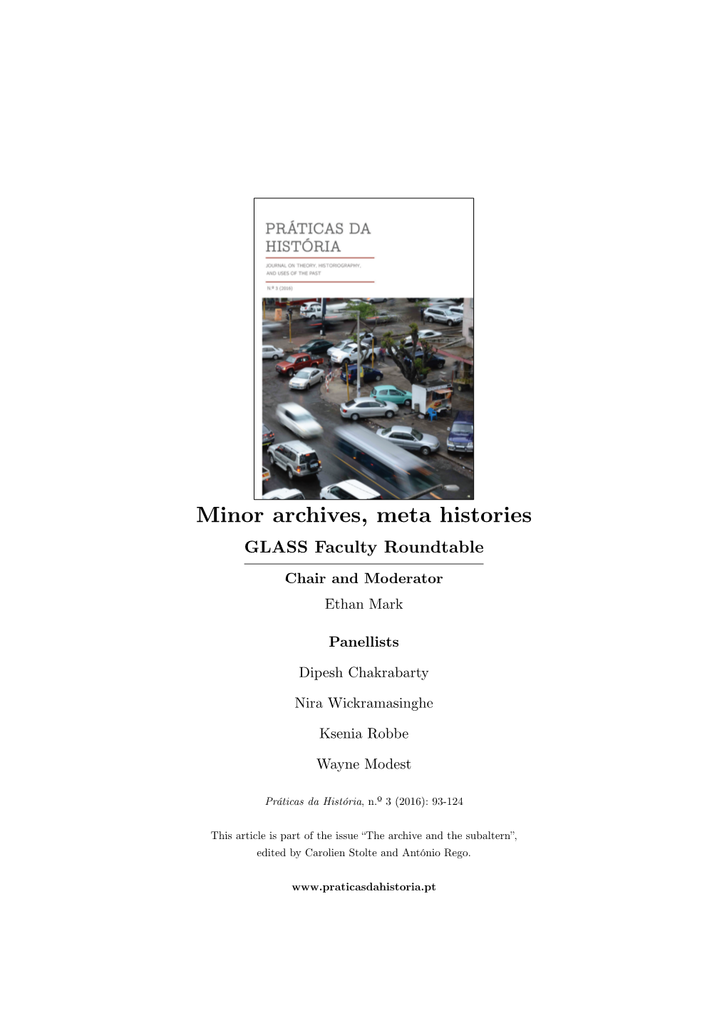 Minor Archives, Meta Histories GLASS Faculty Roundtable