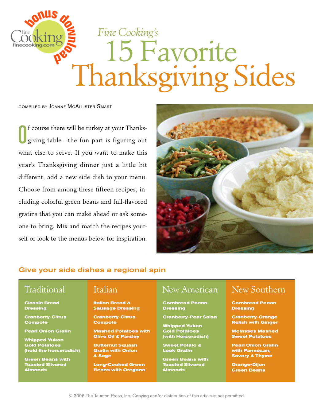 Top 15 Thanksgiving Sides