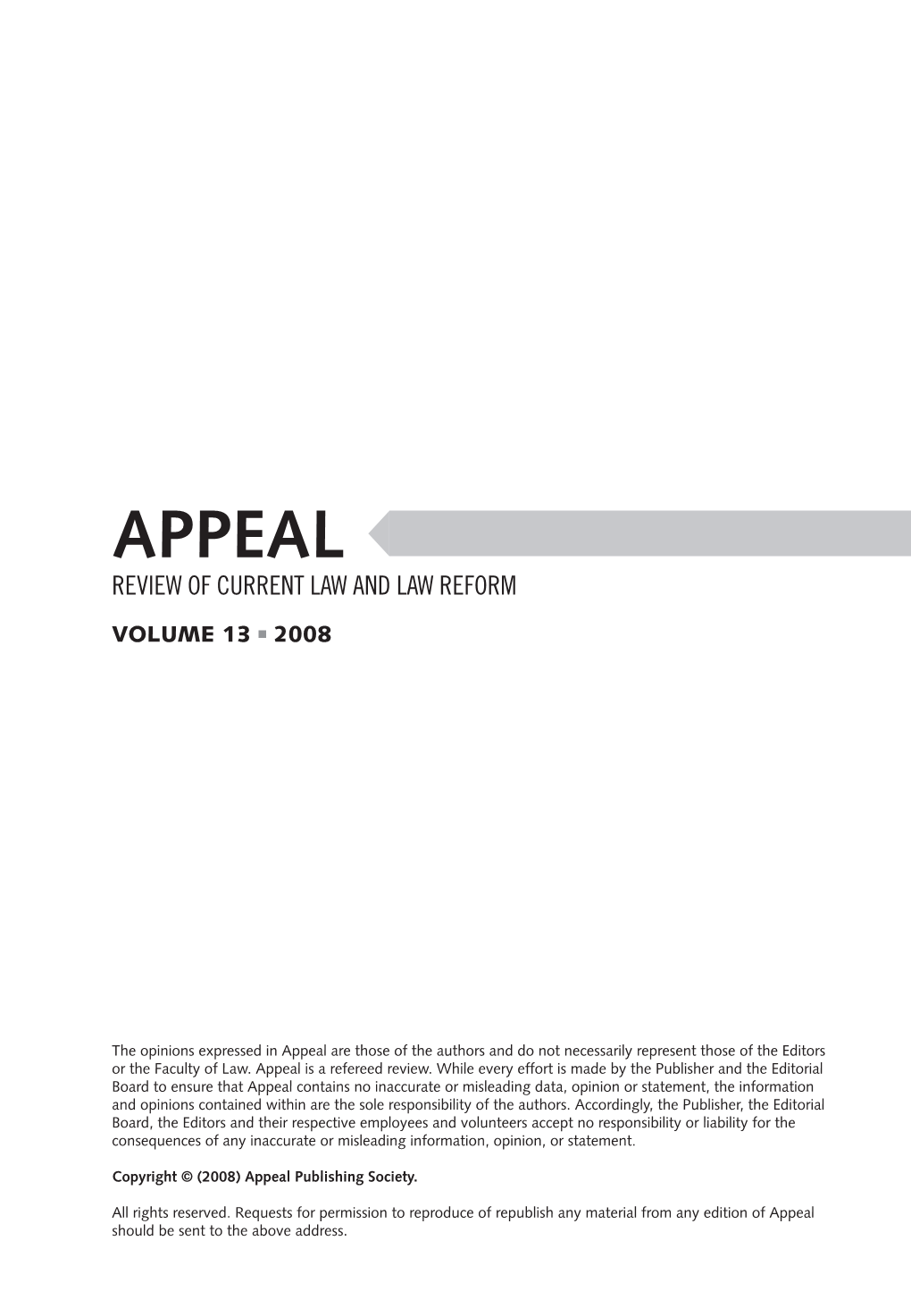 Appeal Review of Current Law and Law Reform