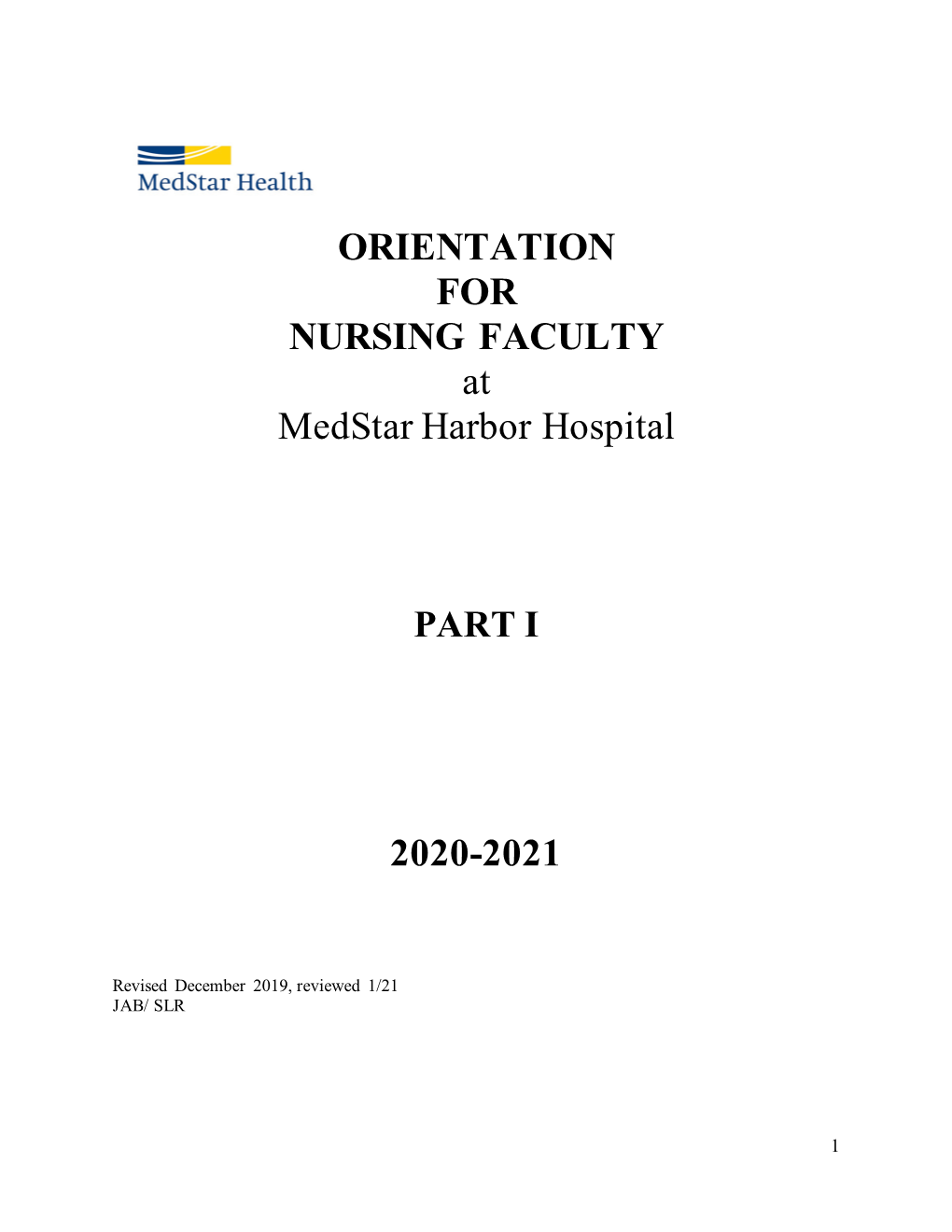 ORIENTATION for NURSING FACULTY at Medstar Harbor Hospital