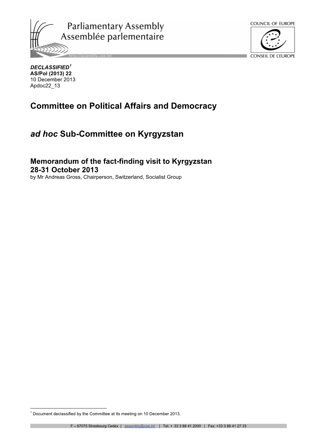 Committee on Political Affairs and Democracy Ad Hoc Sub-Committee