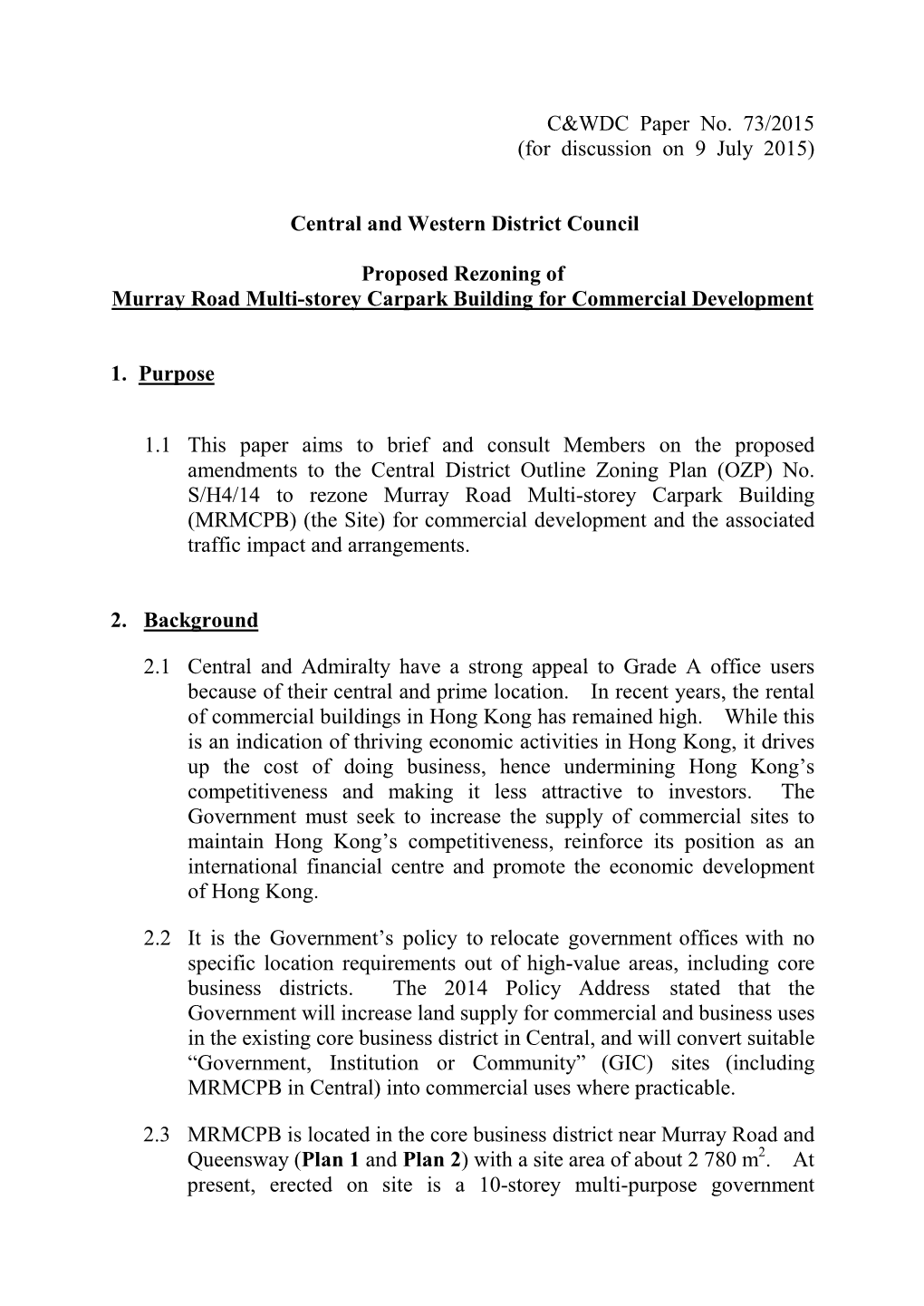 Proposed Rezoning of Murray Road Multi-Storey Carpark Building for Commercial Development