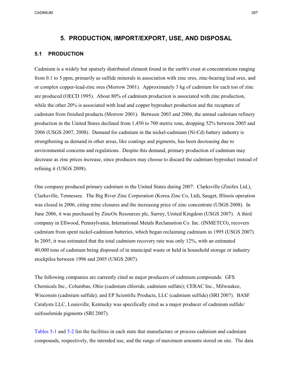 Toxicological Profile for Cadmium