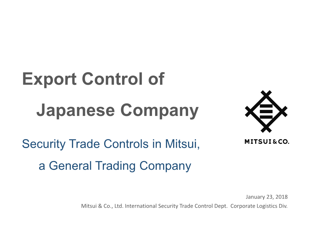 Export Control of Japanese Company