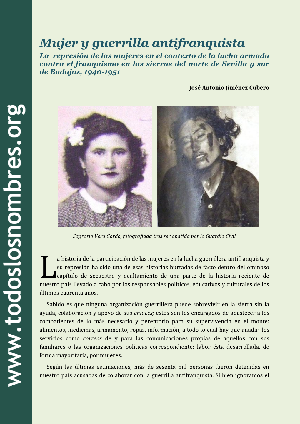 Mujer Y Guerrilla Antifranquista