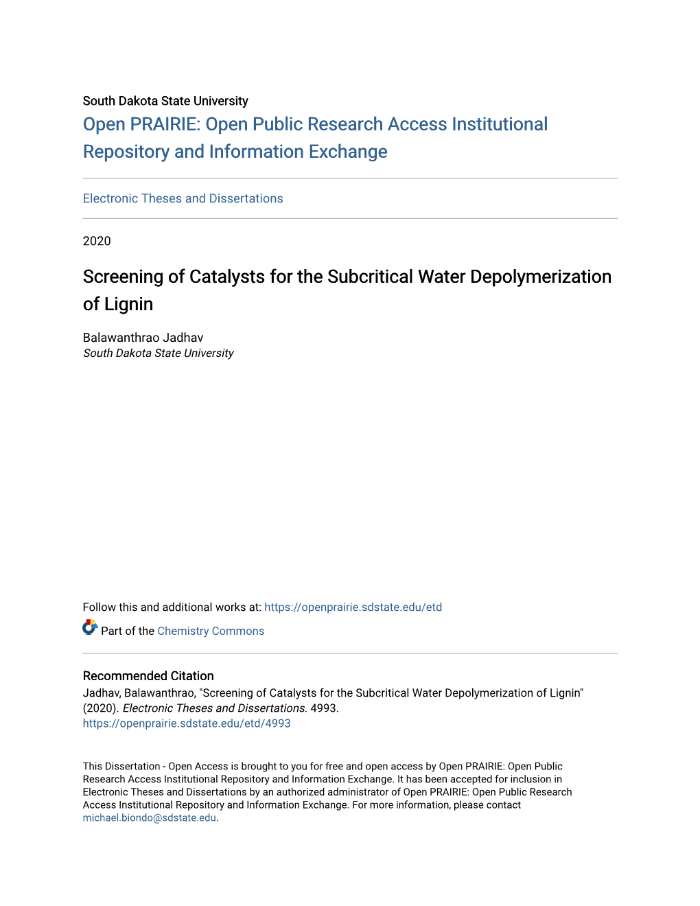 Screening of Catalysts for the Subcritical Water Depolymerization of Lignin