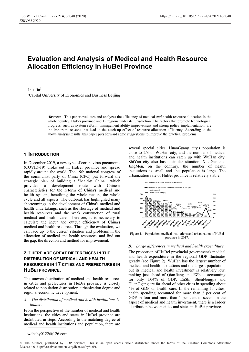 Evaluation and Analysis of Medical and Health Resource Allocation Efficiency in Hubei Province